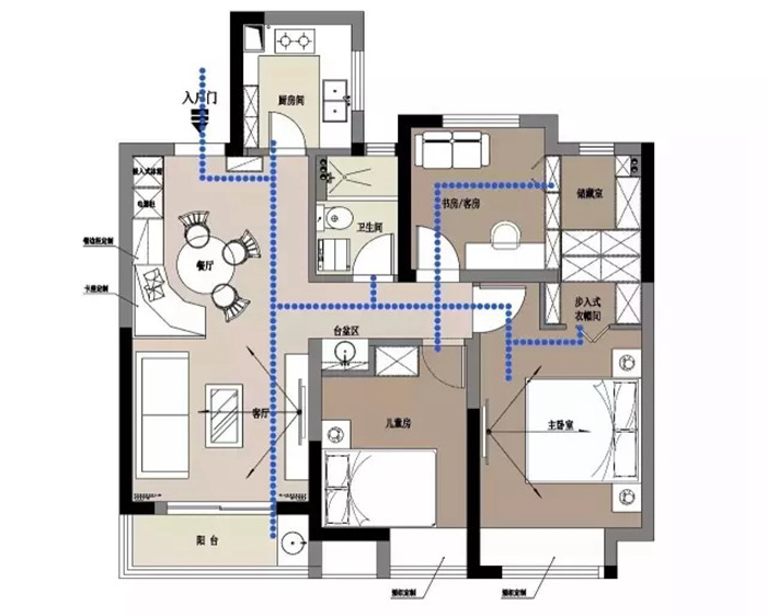 90平米小戶型裝修除了卡座餐廳還有超大飄窗，竟有隱藏式衣帽間設(shè)計(jì)！