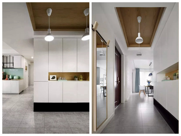 1平米當(dāng)5平米用！幸虧找紅土地裝修，看到這樣的設(shè)計，你還嫌戶型太?。? /> 
</p>
<p>
	<br />
</p>
<p>
	客衛(wèi)變玄關(guān)，將衛(wèi)生間拆除，運用現(xiàn)有的墻體做玄關(guān)柜。設(shè)計師這個改造特別棒，本來這個結(jié)構(gòu)是沒有玄關(guān)的，玄關(guān)柜的出現(xiàn)讓業(yè)主進(jìn)出門換鞋方便多了。柜子中部還做了鏤空處理，業(yè)主的鑰匙、手包等小物件也可以隨手放置。
</p>
<p>
	<br />
</p>
<p>
	明快色調(diào)，放大視覺效果，玄關(guān)右側(cè)就是寬敞的客廳，這件客廳，看起來比想象中更顯大。這主要歸功于明快的主色調(diào)。以白色為基底色，陽光灑入居室，更是顯得通透明亮。室內(nèi)搭配柔和的中性色彩，灰色、木色、綠色、黃色等，為平淡的空間添加溫馨浪漫之感。
</p>
<p>
	<br />
</p>
<p>
	家具時尚簡潔，更是搭配了現(xiàn)代北歐風(fēng)格的裝飾畫，簡單而不簡約，讓人感受到活力與年輕。
</p>
<p>
	<br />
</p>
<p>
	<img src=