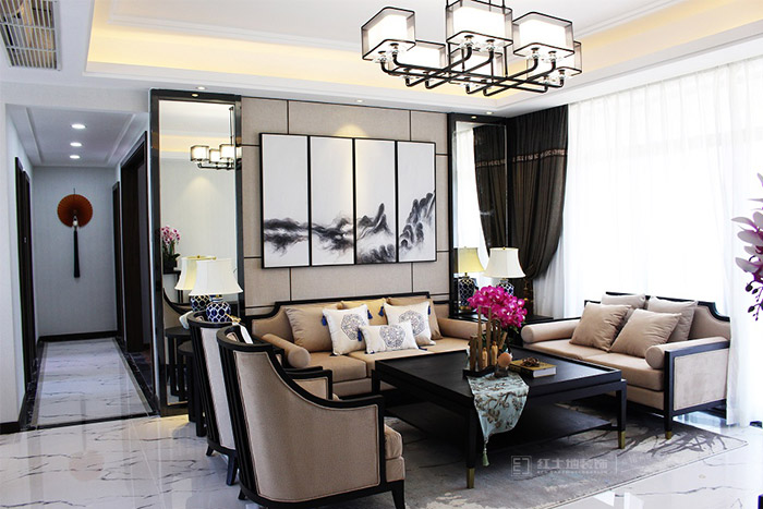 珠海紅土地裝飾實(shí)景裝修案例，新中式古典之間清雅古風(fēng)！