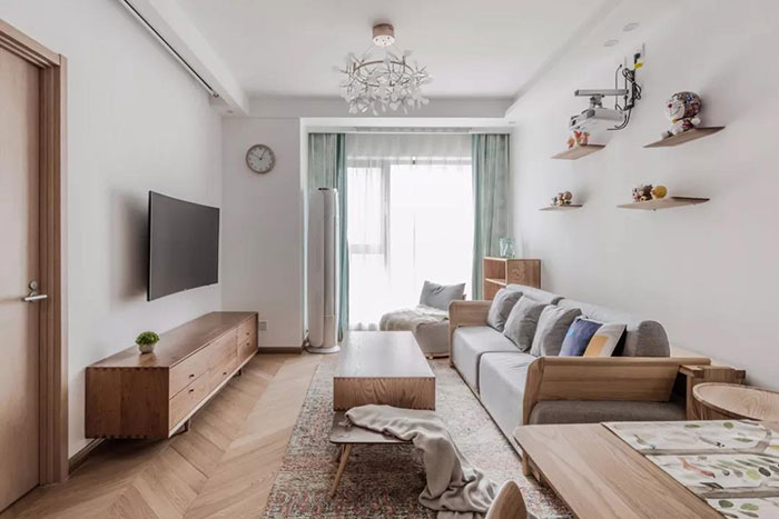 珠海85㎡日式新房裝修，原木與白完美結(jié)合