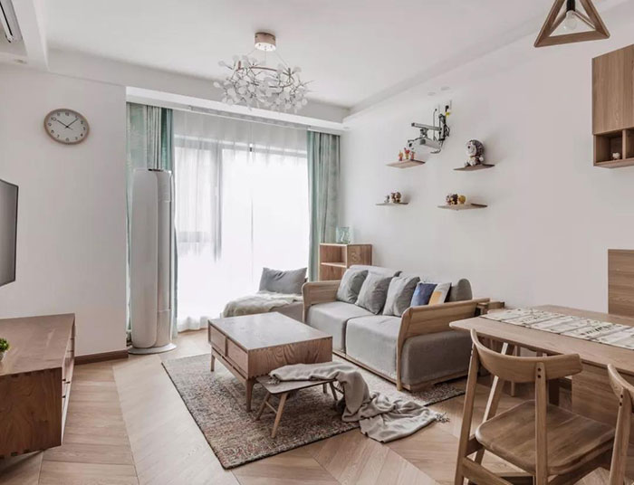 珠海85㎡日式新房裝修，原木與白完美結(jié)合