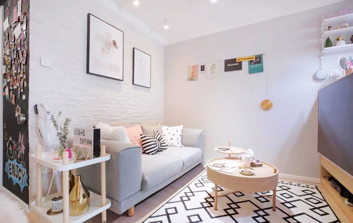 不到50平米的小戶型裝修設計，北歐打造少女心爆棚的家！