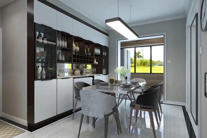 黑白灰風(fēng)格厚重輕盈，打造珠海裝修平衡的美感。