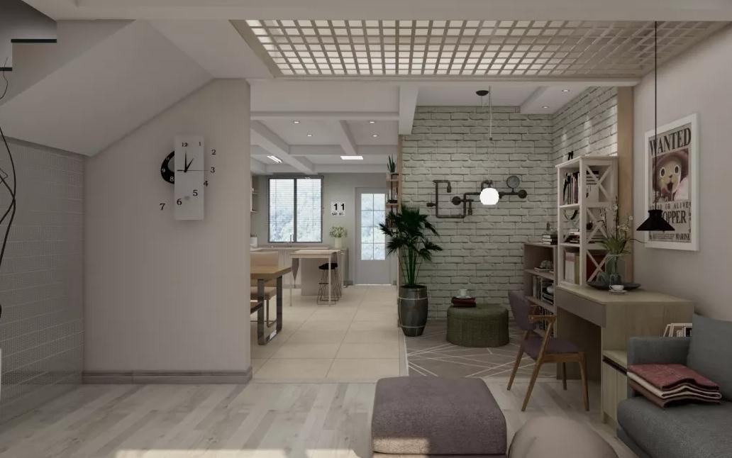 現(xiàn)代北歐夾雜工業(yè)風裝修的珠海舊房改造，沉穩(wěn)而內(nèi)斂