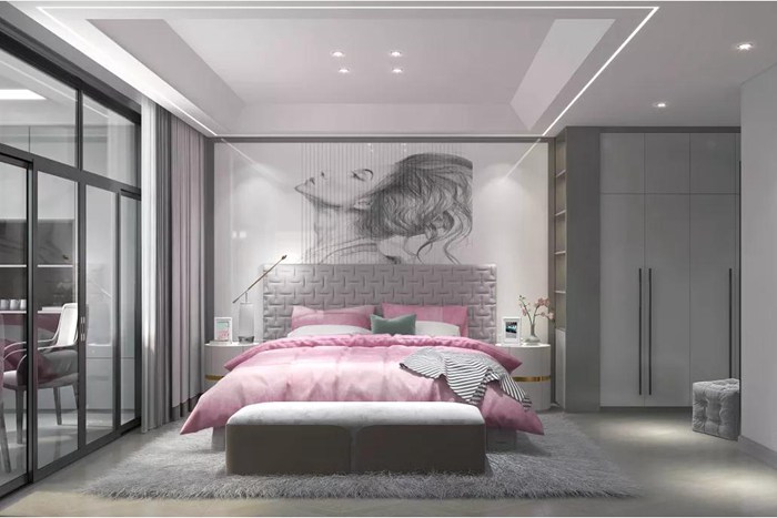 房屋的裝修設(shè)計(jì)是簡約的，珠海色彩是藍(lán)色的。