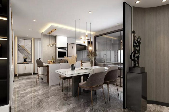 珠?，F(xiàn)代舊房翻新裝修設(shè)計案例賦予沉穩(wěn)的儀式感