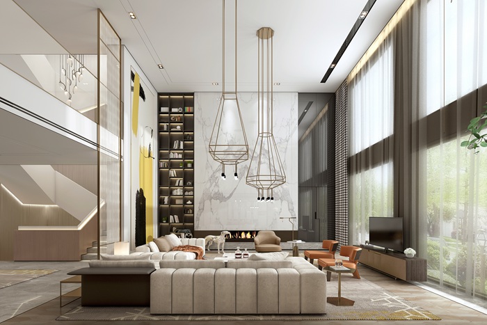 珠海別墅裝修丨暖色調(diào)現(xiàn)代簡(jiǎn)約私宅